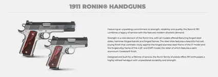 1911 Ronin® AOS 4.25" Handgun 9mm|Blued / Satin Aluminum