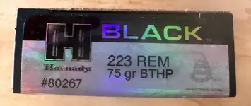 Hornady Black .223 Remington 75 grain BTHP Ammo