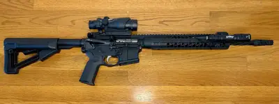 LWRC IC-SPR 5.56 NATO — CA Compliant, Fixed 10rd Mag — Trijicon ACOG RCO + SureFire Scout Light - Los Angeles