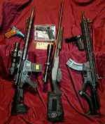 3 Handguns (9mm) and 3 Rifles (.308 and 7.62), plus ammo