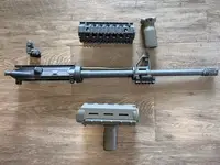 Stripped AR-15 rifle upper + troy quad rail + extras