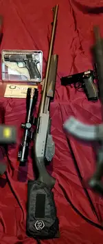 2 Handguns (9mm) and 1 Rifle (.308), plus ammo