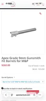 5” new apex barrel for m&p 2.0