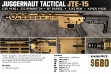Juggernaut Tactical JTE-15 AR-15 – Flat Dark Earth (FDE) – Like New, Never Fired – Includes 1 10-Round Magazine